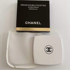 Brand New Chanel White Plastic Makeup Mirror Duo